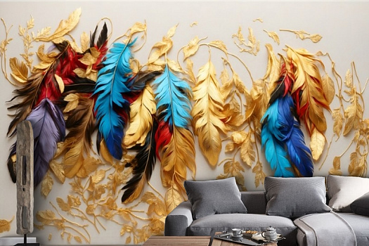 Фотообои в интерьере артикул AG-FT-067, Feathers, Design Studio 3D