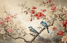 3D обои с рисунком птицы Design Studio 3D Chinoiserie birds AG-CB-008