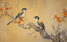 3D обои с рисунком птицы Design Studio 3D Chinoiserie birds AG-CB-010