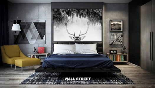 Фотообои в интерьере артикул Grayscale 22, ОТТЕНКИ СЕРОГО / GRAYSCALE, Wall street